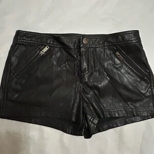 Elegant Black High Waist Faux Leather Shorts